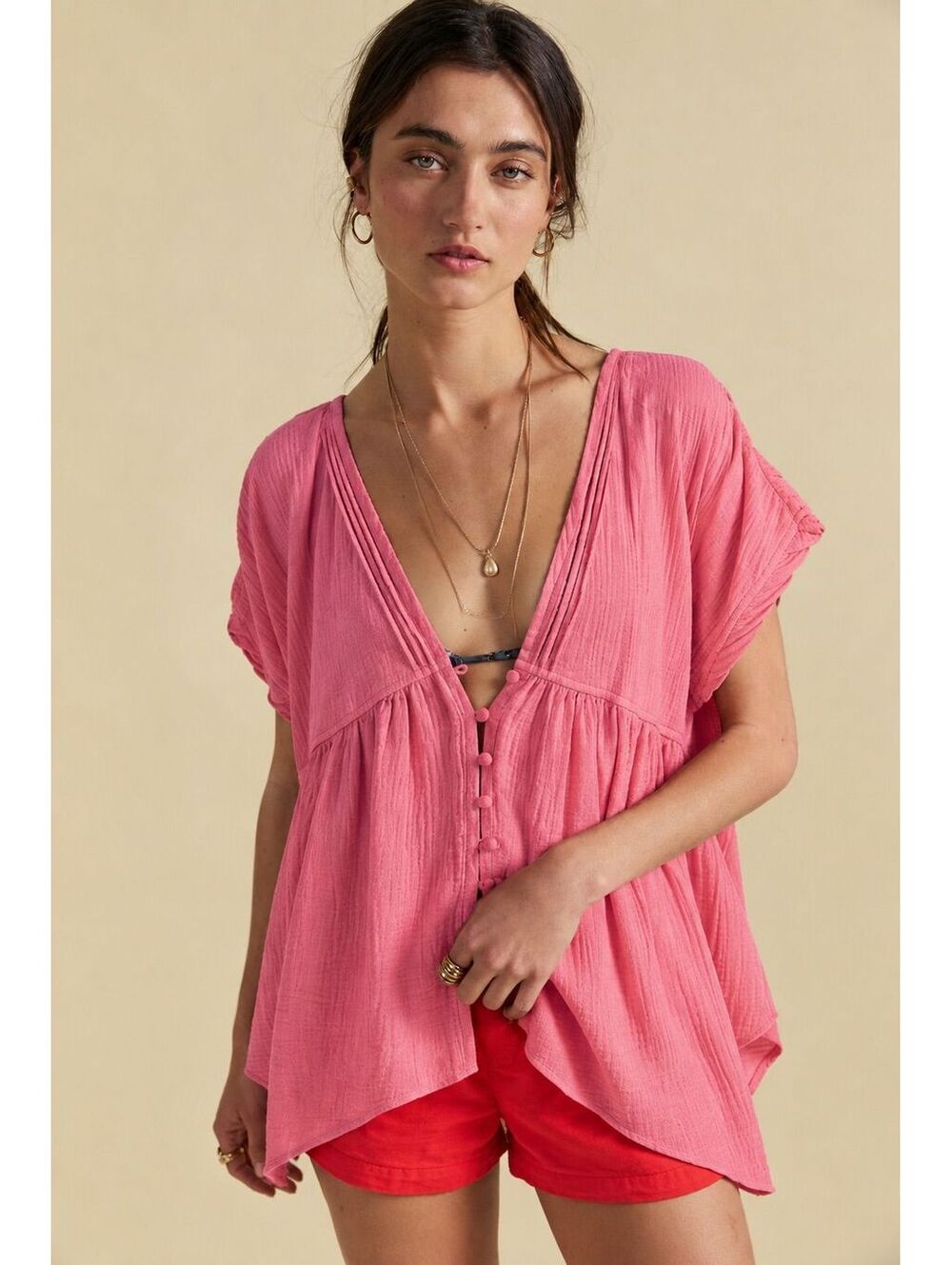 (S, OVERSIZE) NWT FREE PEOPLE FRANCO BABYDOLL TOP